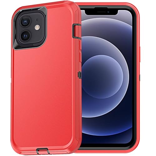 Coque iPhone 12 Mini et 13 Mini antichoc 3 en 1 rouge et noir protection antichute robuste YmhxcY