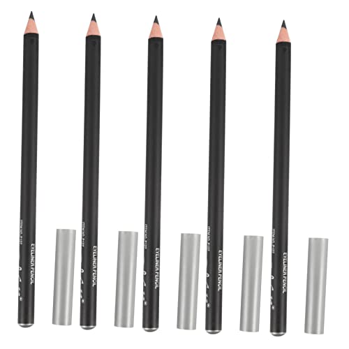 DEARMAMY 12Piezas Lápiz Delineador De Ojos De Sudor Unidades Lápiz De Maquillaje Para Ojos Con Cepillo Para Ceja y Ojos Color Negro Cosméticos Femeninos