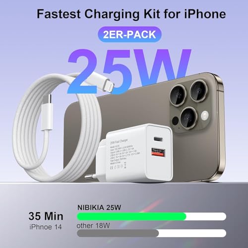 Chargeur Rapide pour iPhone 14 13 12, [2m/Lot de 2] Cable iphone USB C 25W – vue 2