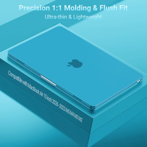 Image of MOSISO Compatible with MacBook Air 15 inch Case M4 M3 M2 2025 2024 2023 Release A3241 A3114 A2941 with Touch ID, Plastic Hard Shell Case&Keyboard Cover&Screen Protector&Storage Bag, Aqua Blue