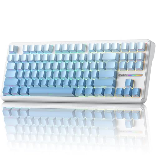 AULA F87 Pro Wireless Mechanical Keyboard, 87-Key TKL 8000mAh Battery, Tri-Mode (BT5.0/2.4G/USB-C), Hot Swappable Gasket Mount Keyboard, RGB Backlit PBT Keycaps Custom Gaming Keyboard for PC Mac Phone