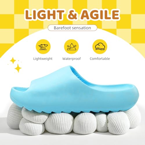 Image of Kids Cloud Slides for Boys & Girls, Super Soft & Comfy Beach Pool Slippers, Non-Slip Waterproof Shower Sandals for Toddlers & Kids