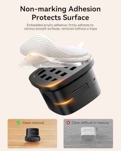 Image of 8 Pack Magnetic Cable Clips, Rocoren Under Desk Cord Holder Cable Management-1s Lock, Adhesive Cord Cable Clip Wire Holder Keeper Organizer for Phone Car Home Office Desk Wall Desktop Nightstand