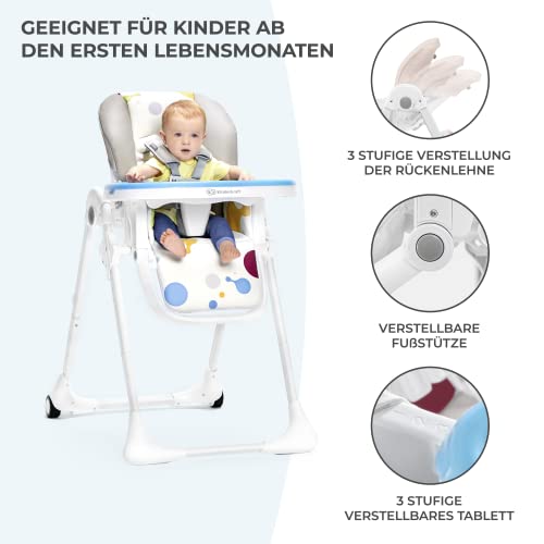 Kinderkraft-Hochstuhl-YUMMY-Kinderhochstuhl-Babystuhl-Kombihochstuhl-ab-den-Ersten-Lebensmonaten-Fusstutze-Halbliegende-Position-Bezug-aus-PU-Einfach-zu-Reinigen-Mehrfarben-Rosa