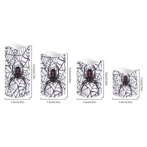 Image of Halloween Gothic Spider Flameless LED Candles | Flameless Candles with Remote Flickering LED Candles with Timer for Halloween Party Patio Celebration Accents, 4 Pack