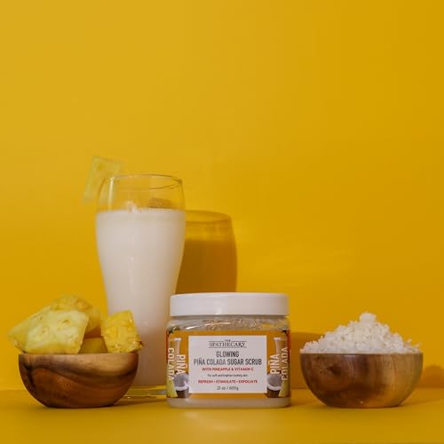Image of Pina Colada Sugar Scrub - Exfoliating & Hydrating Body Scrub With Pineapple and Vitamin C for Softer, Glowing & Brighter Smooth Looking Skin, Body Care Exfoliator & Cleanser, 21 oz