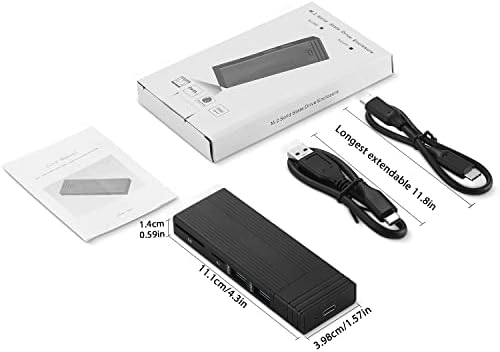 M.2 NVME SSD Enclosure & USB Hub Adapter 2 in 1, USB C 3.2 Gen2 10Gbps to NVME PCIe M-Key( B+M Key) M.2 Enclosure Tool-Free Multiport Adapter with 2 USB Port SD/TF Card Reader for 2242/2260/2280 SSD