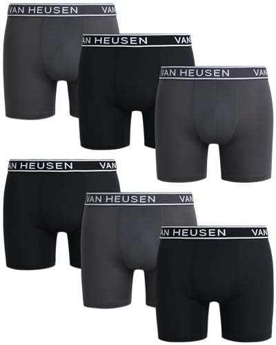 Van Heusen Men's Boxer Briefs - 6 Pack Sport Soft Performance Moisture Wicking Boxers - Breathable Underwear for Men (S-XL)