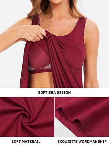 Image of Air Curvey Tank Tops for Women Build in Bra Casual Flowy Tank Pleated Loose Fit S-XXXXL