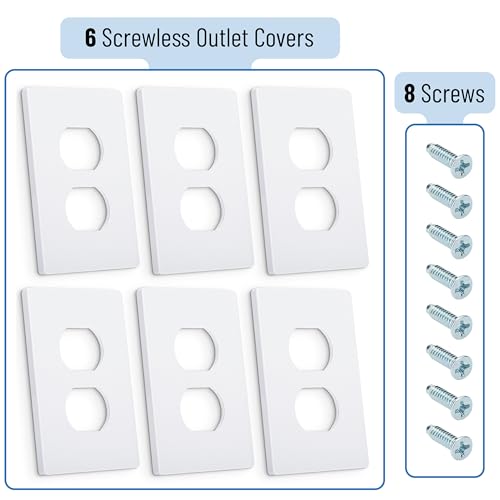 Placa de pared sin tornillos Bates pack de 6 cubiertas de toma de corriente blancas para enchufe 3
