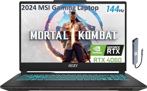 MSI Cyborg 15 Gaming Laptop (15.6″ FHD 144Hz, Intel Core i7-12650H, 32GB DDR5 RAM, 1TB SSD, NVIDIA RTX 4060 8GB), w/IST USB-C Dock, Webcam, Backlit KB, WiFi 6, Ethernet, Win 11 Home, 2024, Black