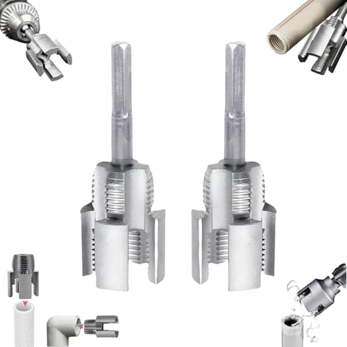 2025 New 2 PCS Pipe Thread Cutting Tool, Integrated Internal & External Pipe Threading Tool, Aluminum Construction for PVC Pipe, Threading Tool Kit with Drill, Rethreading Tool for Outdoor Tap Kit