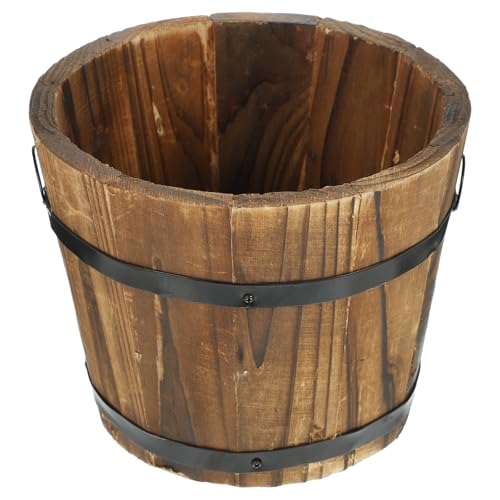 EXCEART Pot de Fleurs en Bois Carbonisé Moyen Jardinière Rustique Multifonction pour Plantes Succulentes Seau Décoratif Vintage pour Balcon et Jardin Intérieur Conteneur Naturel pour