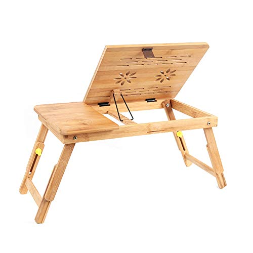 Klapptisch, Bambus Laptop Schreibtisch Tablett Frühstück Bett Tablett Computer stehen Bücherregal Tablett, kann als kleiner Couchtisch
