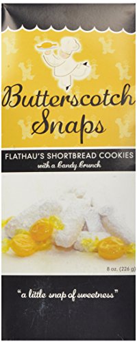 Flathau's Fine Foods Butterscotch Snaps, Powdered Shortbread Cookies, Gourmet Snack, 8-Ounce Boxes (Pack of 6)