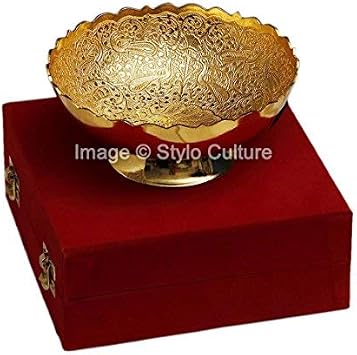 Traditional Gold Decorative Bowl Gold Plated Brass Peacock Round Decorative Gold Bowl