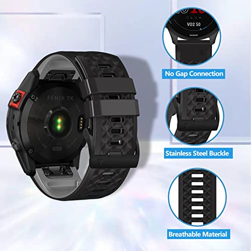 LanQii 26mm QuickFit Silicone Strap for Garmin Tactix 8 51mm/Enduro 3/2/1/Descent Mk3i/Mk2i/Mk2/Mk1 - Image 2