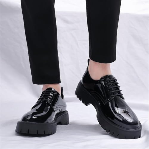 Men's Leather Oxfords Shoes Lace Up Patent Leather Loafers for Weddings, Banquets, and Office Work2