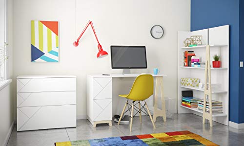 Nexera 608503 Atypik Bookcase, White and Birch Plywood,White and Beige