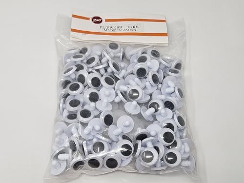 Zim's 18mm Round Moving Wiggle Googly Plastic Safety Eyes with Washers for Craft Amigurumi Dolls or Puppets (Bulk Pack of 144)
