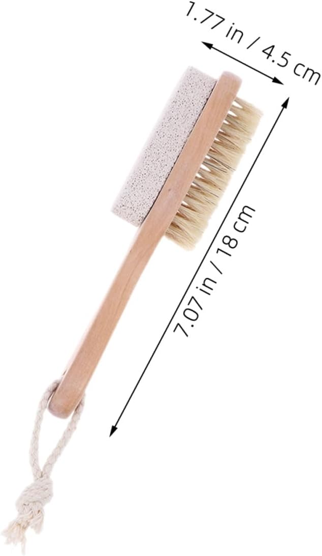 Alipis 3pcs Double-Sided Foot Scrub Brush with Natural Pumice Stone and Bristles Wooden Handle Exfoliating Foot File for Dead Skin Removal and Callus Care for Men and Women