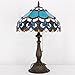 ZJART Tiffany Table Lamp Stained Glass Lamp 12X12X19 Inch Antique Reading Light (Blue Jewelry Baroque)