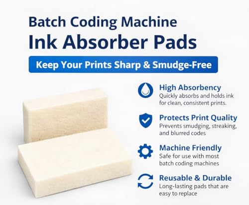 Image of Dinojames Ink Pad for Medium Batch Coding Machine Model 555 (55x30mm) - High Absorption Printing Ink Pad, Refillable & Durable - Pack of 10