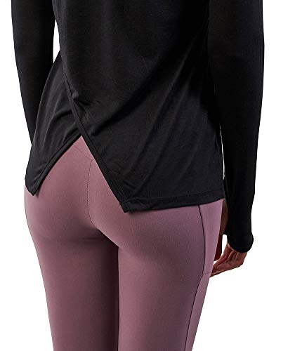WANAYOU Women's Compression Shirt Dry Fit Long Sleeve Running Athletic T-Shirt Workout Tops (Large/Fit Bust:37.5