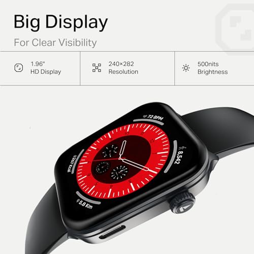 Image of boAt Storm Call 4 India's first Smartwatch with Type-C Charging,1.96 inch(4.97 cm) HD Display, Functional Crown, BT Calling, Sports Modes, Heart Rate, SpO2, Sleep & Stress Tracking, SOS,IP68(Active Black)