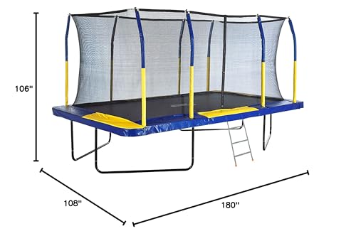 Rectangular Trampoline with Safety Pad, Enclosure Net & 3 Step Ladder – Easy to Assemble Gymnastic Trampoline 14FT 15FT 17FT - Premium/Standard - Thumbnail 7
