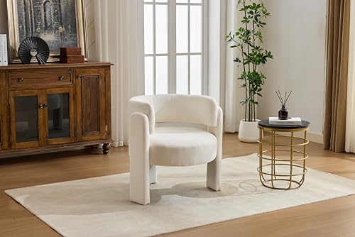 Sillón moderno de tela bouclé blanco antiguo