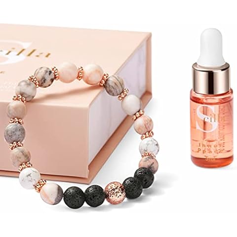 Calming Crystal Bracelet for Women - Pink Zebra Jasper & Lava Rock with Relaxing Essential Oils - Aromatherapy, Meditation Accessories - Self-Care, Birthday Gifts for Women Cover
