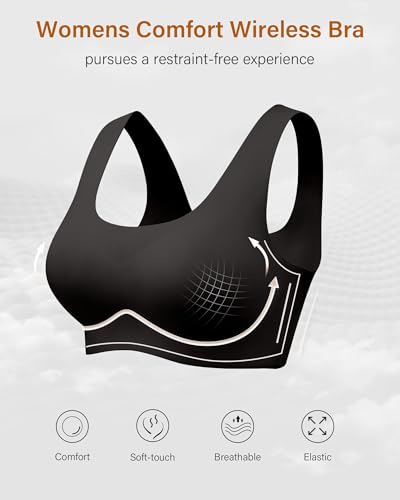 Image of Wireless Bras for Women No Underwire Seamless Full Coverage T-Shirt Bra
