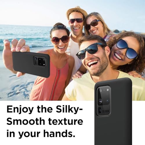 Image of MOBILOVE Back Cover Case for Samsung Galaxy S20 Ultra | Pure Liquid Soft Matte Silicone Case with Logo and Comes with Camera and Screen Protection Back Cover for Samsung Galaxy S20 Ultra (Black)