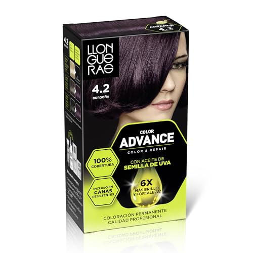 Llongueras Color Advance Tinte Pelo Mujer Coloración Permanente 100% Cobertura Incluso En Canas Resistentes - Tono 4.2 Borgoña