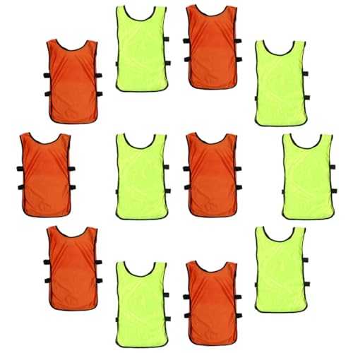 IMIKEYA Lot de 12 Tabliers Colorés en Polyester Léger pour Entraînement Football et Basketball avec Ventilation, Adaptés aux Activités Sportives en Extérieur