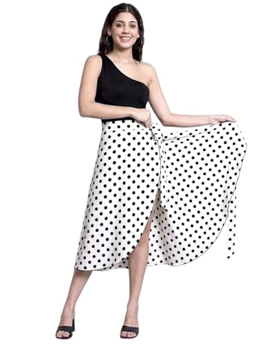 Image of GirlCode Women's Boho Floral Print Wrap Front Self Tie Knot Midi Skirt Women & Girls