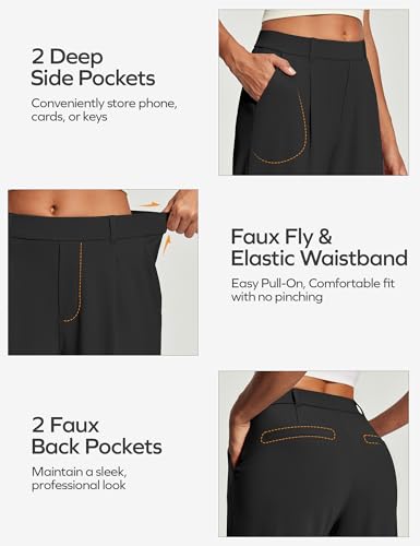 Ewedoos Womens Dress Pants Wide Leg Stretchy Work Pants Women Pull On Business Casual Trousers Slacks for Women4