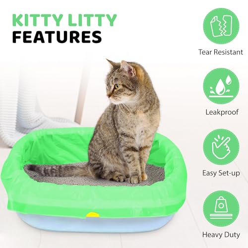 Image of EZ Pick Up Dog & Cat Pet Waste Clean Up Bags Litter Liners (Green, 36 inchx18 inch) | strong heavy duty