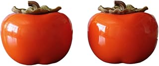 Cabilock 2pcs Ceramics Tea Storage Containers Glazed Persimmon Loose Tea Tin Sealed Jar Food Container for Serving Tea Coffee Spice Sugar Orange