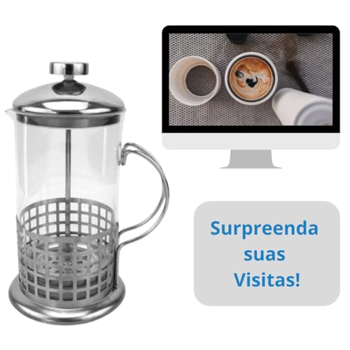 Cafeteira Prensa Francesa Inox Perfeita para Café, Chá e Leite Cremoso, Pressão French Press Prensa