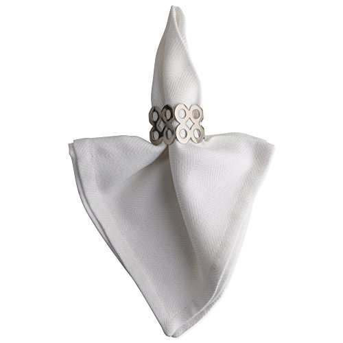 Dii Decorative Geometric Napkin Ring Set, Die Cut Square Silver, 6 Count #TOP2