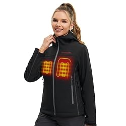 CONQUECO Giacca Termica Riscaldata Elettrica Donna Abbigliamento Riscaldato Giacca Trekking Impermeabile Softshell Giacche per Invernale Arrampicata Escursione Giacche Sci