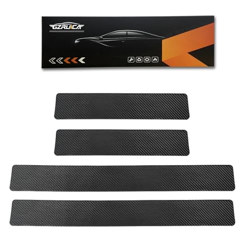 GZRUICA Door Sill Plate Protectors for Car - Universal Door Entry Guards Sill Scuff Cover Panel Step Protector, Welcome Pedal Protector Cover, Carbon Fiber, 4pcs/Set