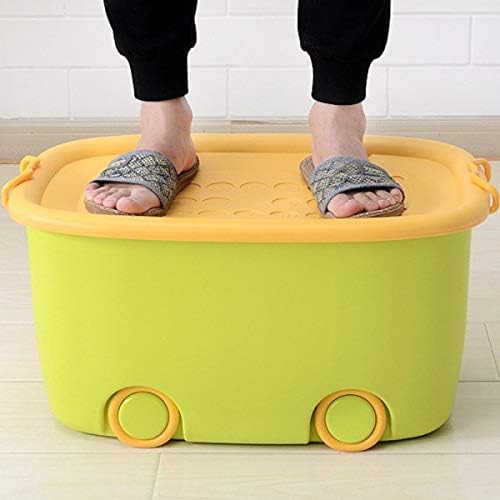 Image of Ash & Roh Plastic Multi Color Storage Bins With Locking Lids, Handle & Wheels | Stackable Collapsible Storage Box | 25 Lit Container Organizer Toy Storage Box. (Pack Of 2)