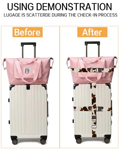 Luggage Straps for Suitcases, Adjustable Travel Belt, Durable Wide Luggage Strap, Cute Suitcase Strap Identifiers with Buckle, Bag Straps for Luggage, Retro Brown Cowhide4