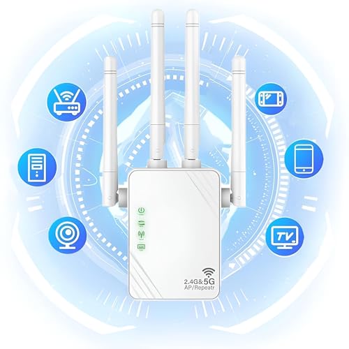 WiFi Extender 1200Mbps Dual Band 5GHz/2.4GHz Booster for