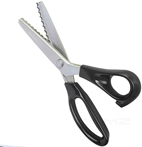 Dressmaking Sewing Craft Scissors, Professional Stainless Steel Pinking Shears Comfort Grip, Serrated & Scalloped Blades Cut Tailor Decorative Tool - Fabrics Leather Paper Craft (Scalloped 10mm)