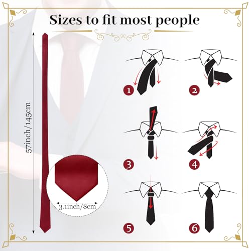 Image of Syhood 6 /12 /24 Pcs Men Ties Set Solid Satin Pure Color Business Formal Necktie Tie 57 inch for Men Occasion Wedding