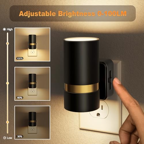 JandCase Night Lights Plug into Wall, Automatic Night Light with Dusk to Dawn, 2 Pack 0-100LM Dimmable Plug in LED Nightlight 3000K Soft Warm for Bedroom, Hallway, Stairs image 2